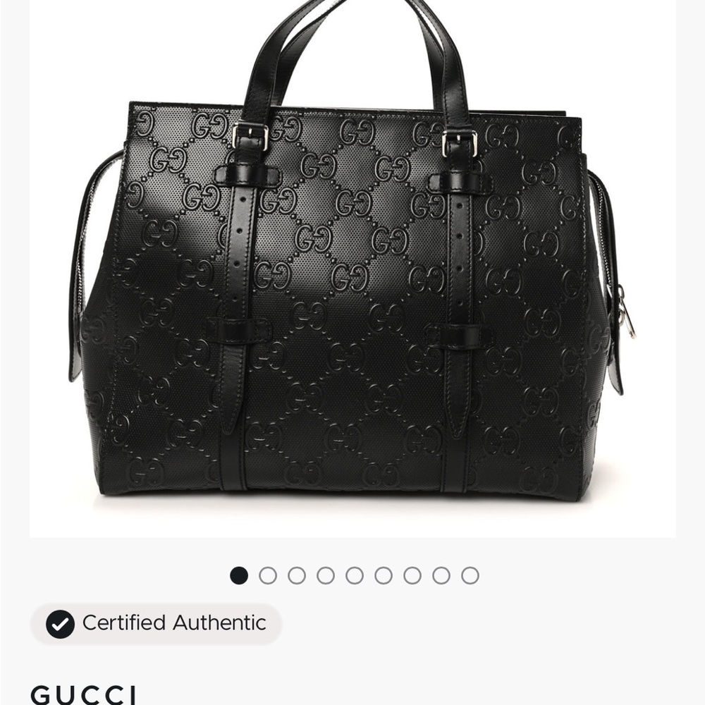 Gucci Embossed Black Leather Handbag